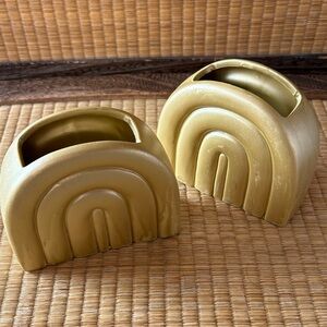 🆕GIFT CRAFT: Set of Two Gold Arch Planters/Multi Purpose